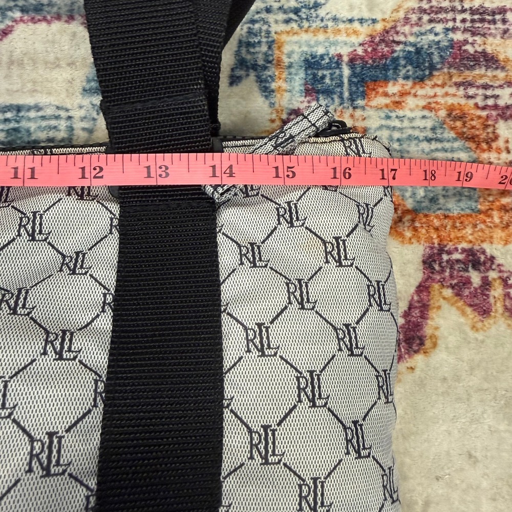 Lauren Ralph Lauren Monogram Tote Bag‎ Black White Canvas Zip Top - Picture 10 of 10